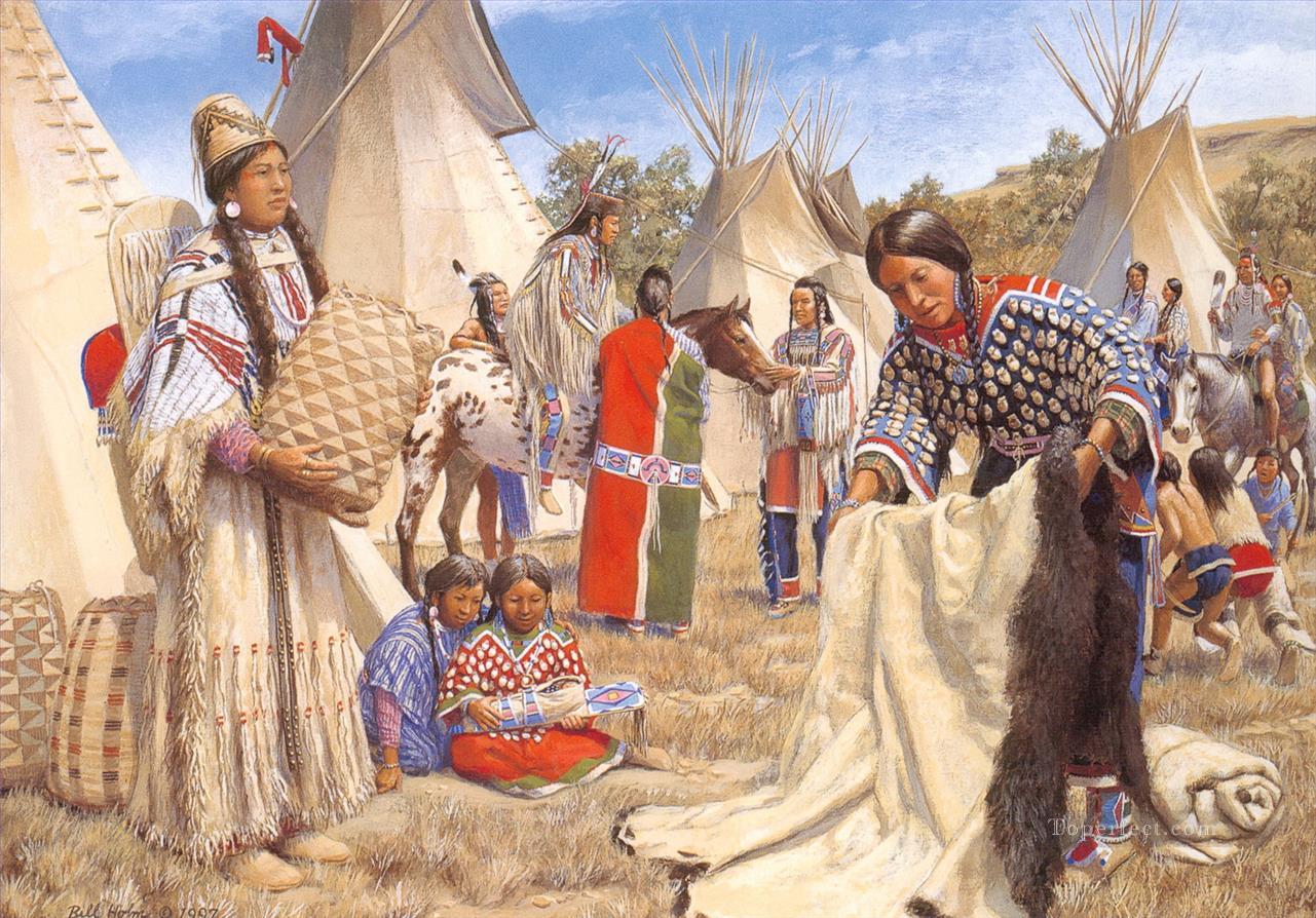 西部アメリカンインディアン 52油絵